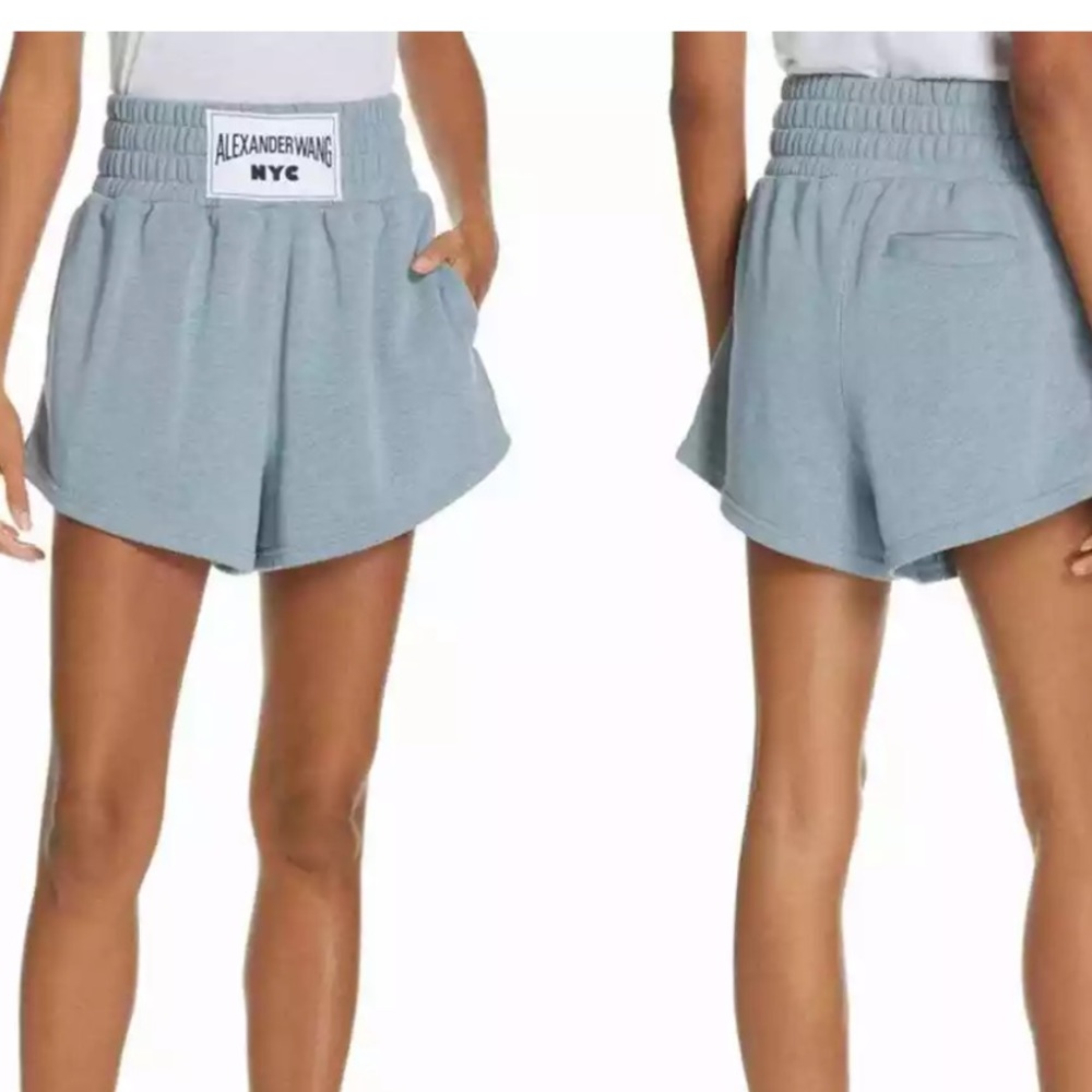 Alexander Wang Logo Blue/Grey Terry Boxer Shorts - NWOT